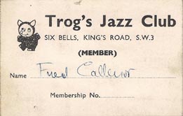 Trogs Club Membership card